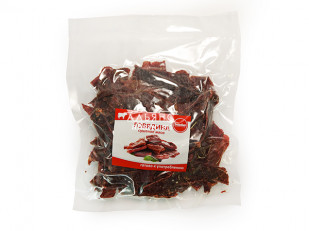 Креветки вяленые: Говядина вяленая (строганина)