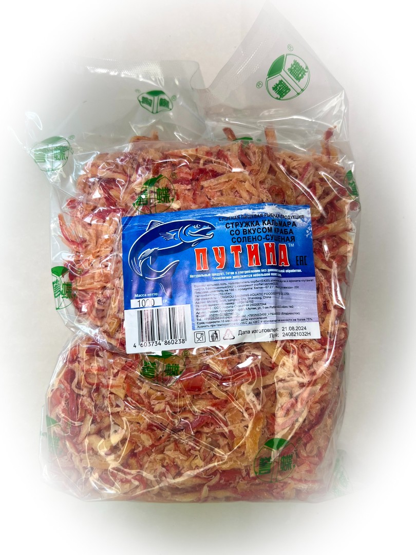 Кальмар стружка со вкусом краба "Розовая" (ПУТИНА) в Климовске